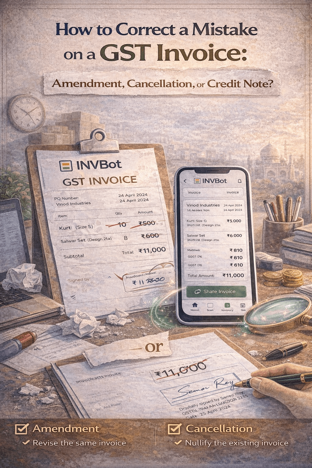 How to Correct a Mistake on a GST Invoice: Amendment, Cancellation, or Credit Note?