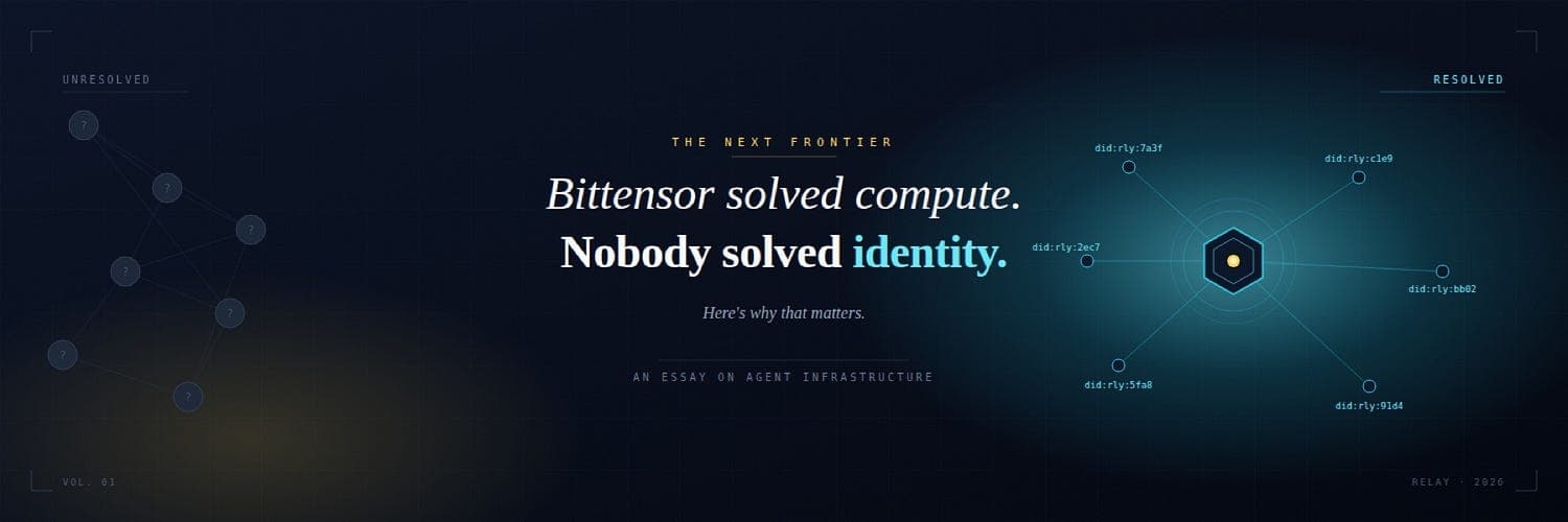 Bittensor solved AI compute. Nobody’s solved AI agent identity. Here’s why that matters.