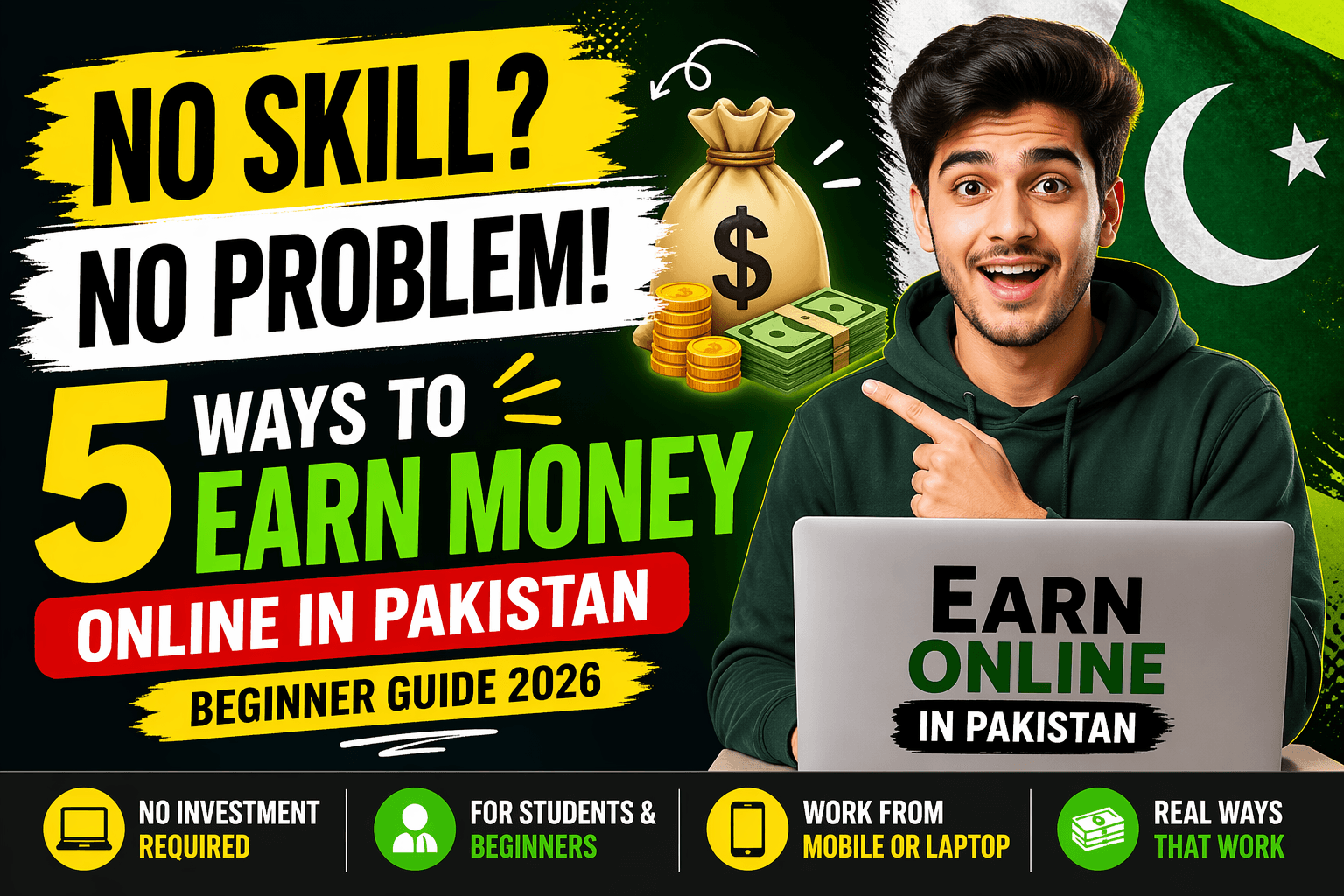 No Skill? No Problem! 5 Ways to Earn Money Online in Pakistan