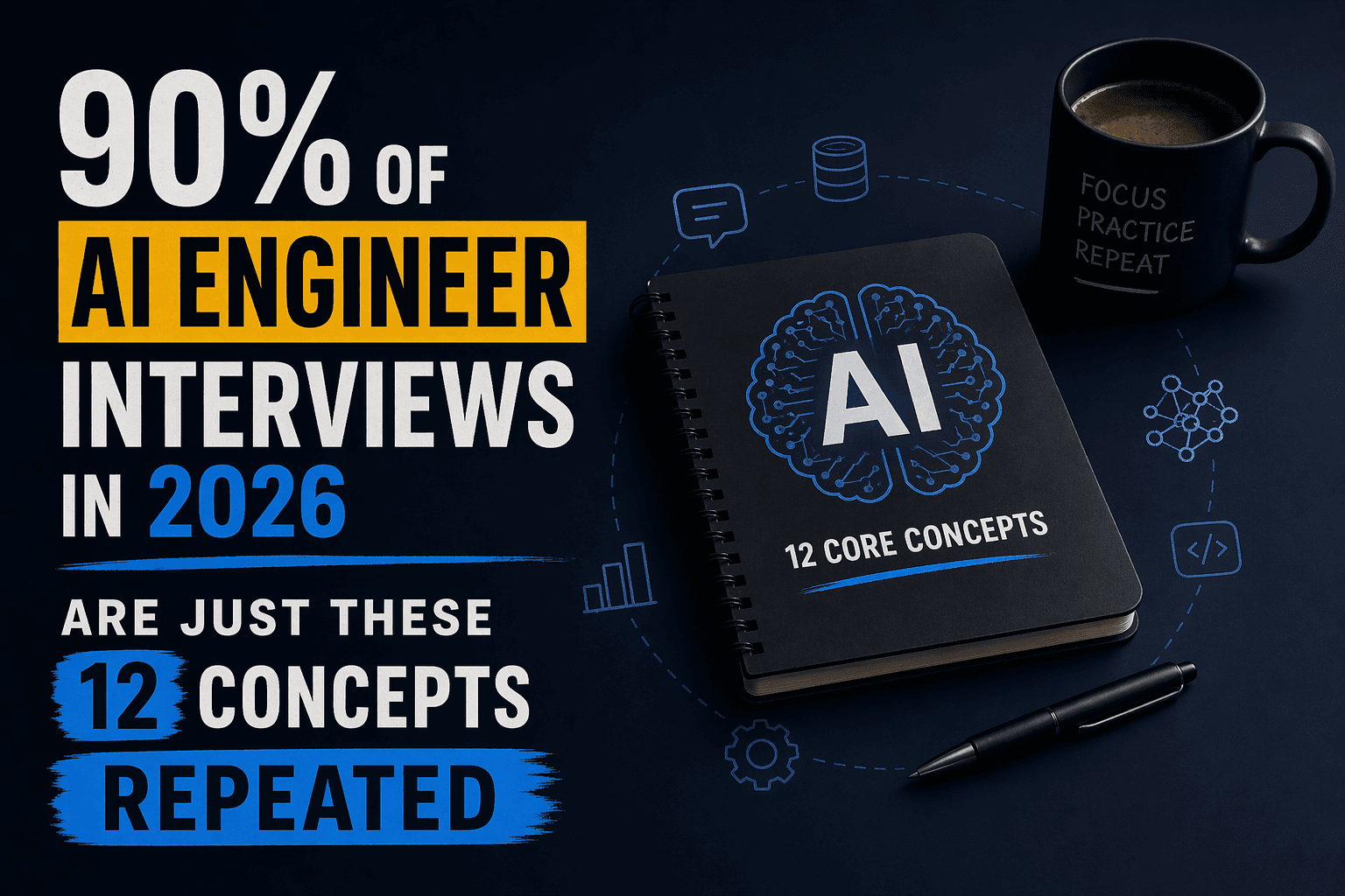90% of AI Engineer interviews in 2026 are just these 12 concepts repeated