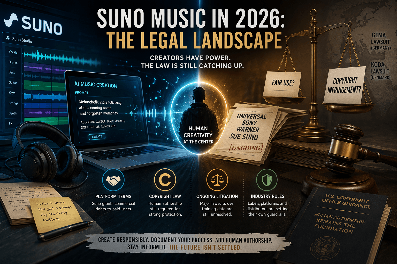 Suno Music in 2026: What Creators Actually Own, What They Only License, and Why the Lawsuits Still…