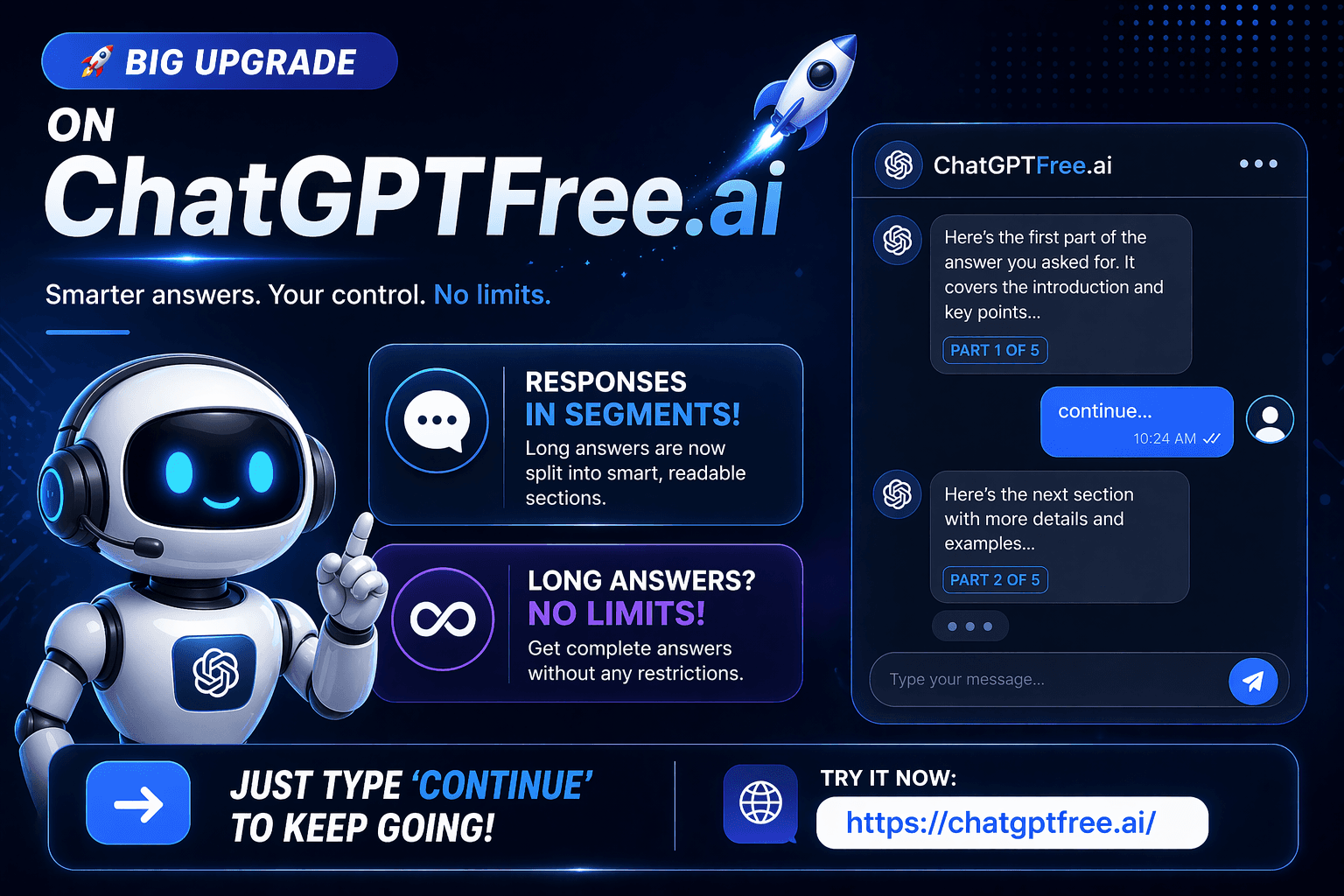 Big Upgrade on ChatGPTFree.ai: Smarter Long Answers, No Limits