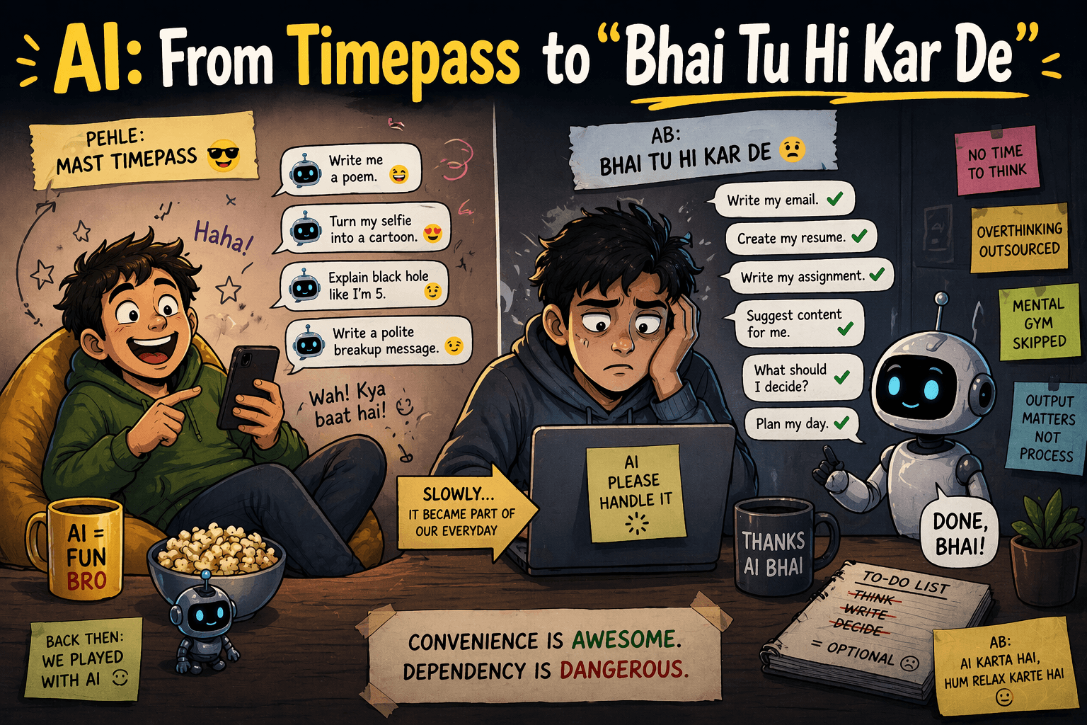 AI: From Timepass to “Bhai Tu Hi Kar De”