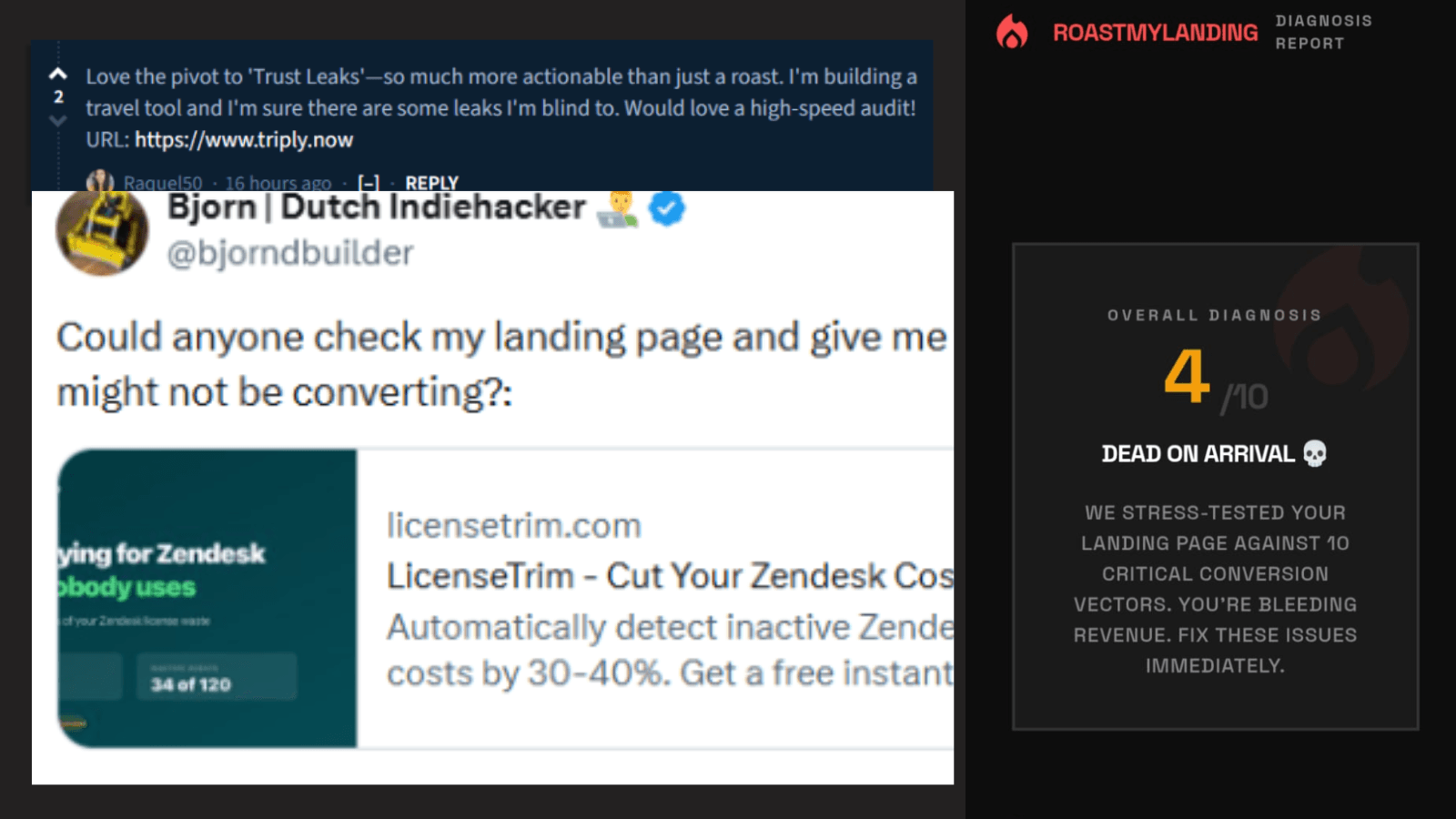 I manually roasted 15 landing pages on Twitter before building the tool — here’s what I learned