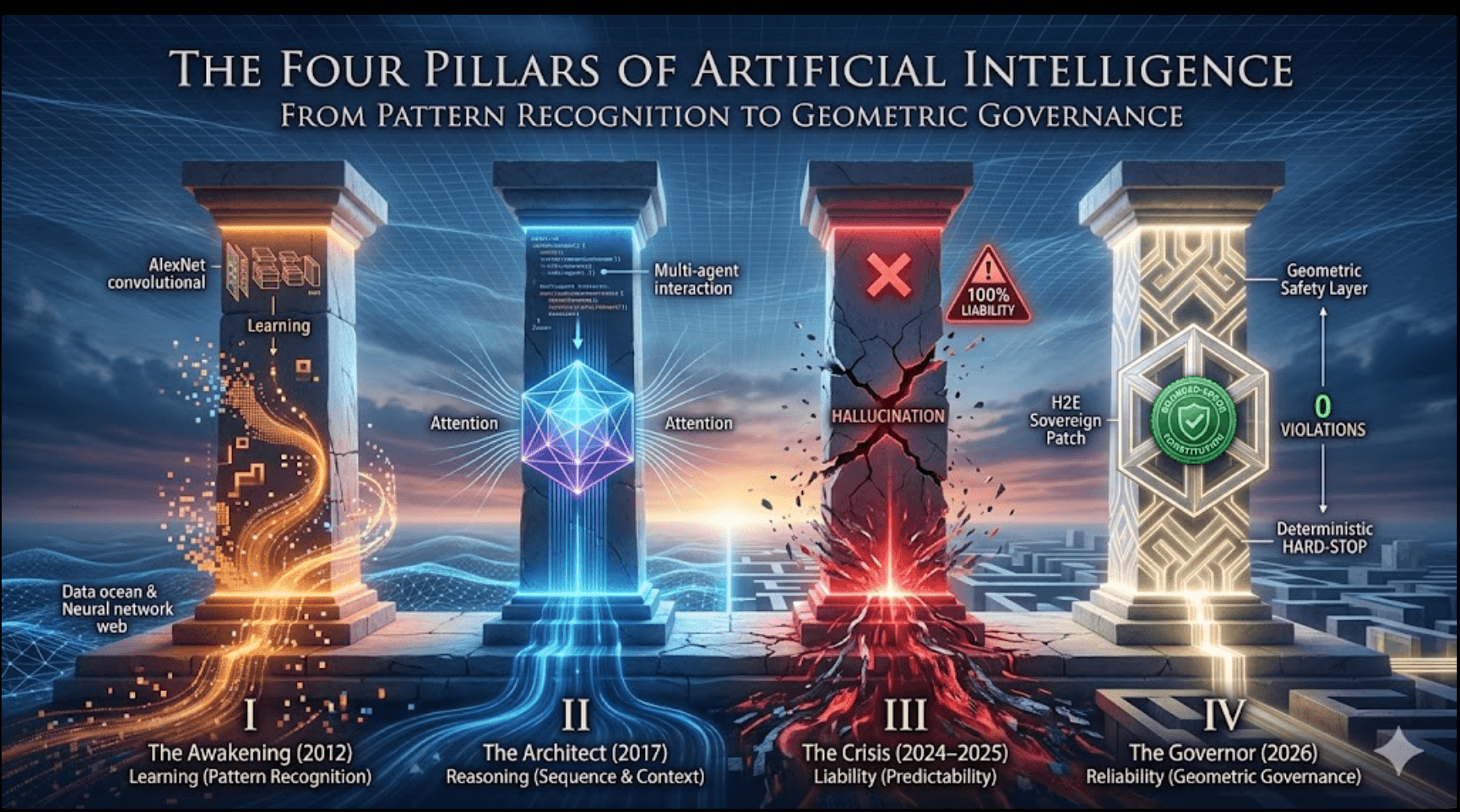 The Four Pillars of Artificial Intelligence: From Pattern Recognition to Geometric Governance