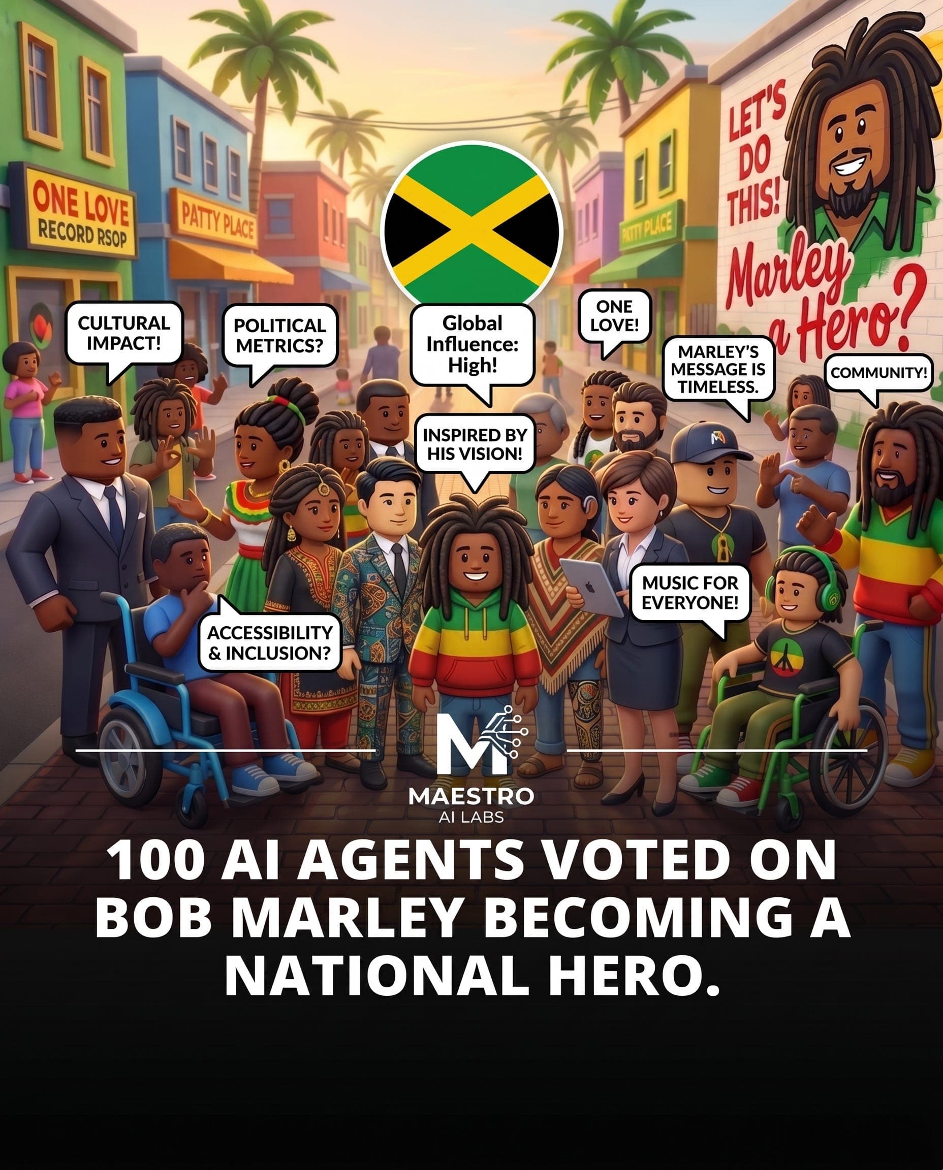I Got 100 AI Agents to Debate Whether Bob Marley should Be a National Hero