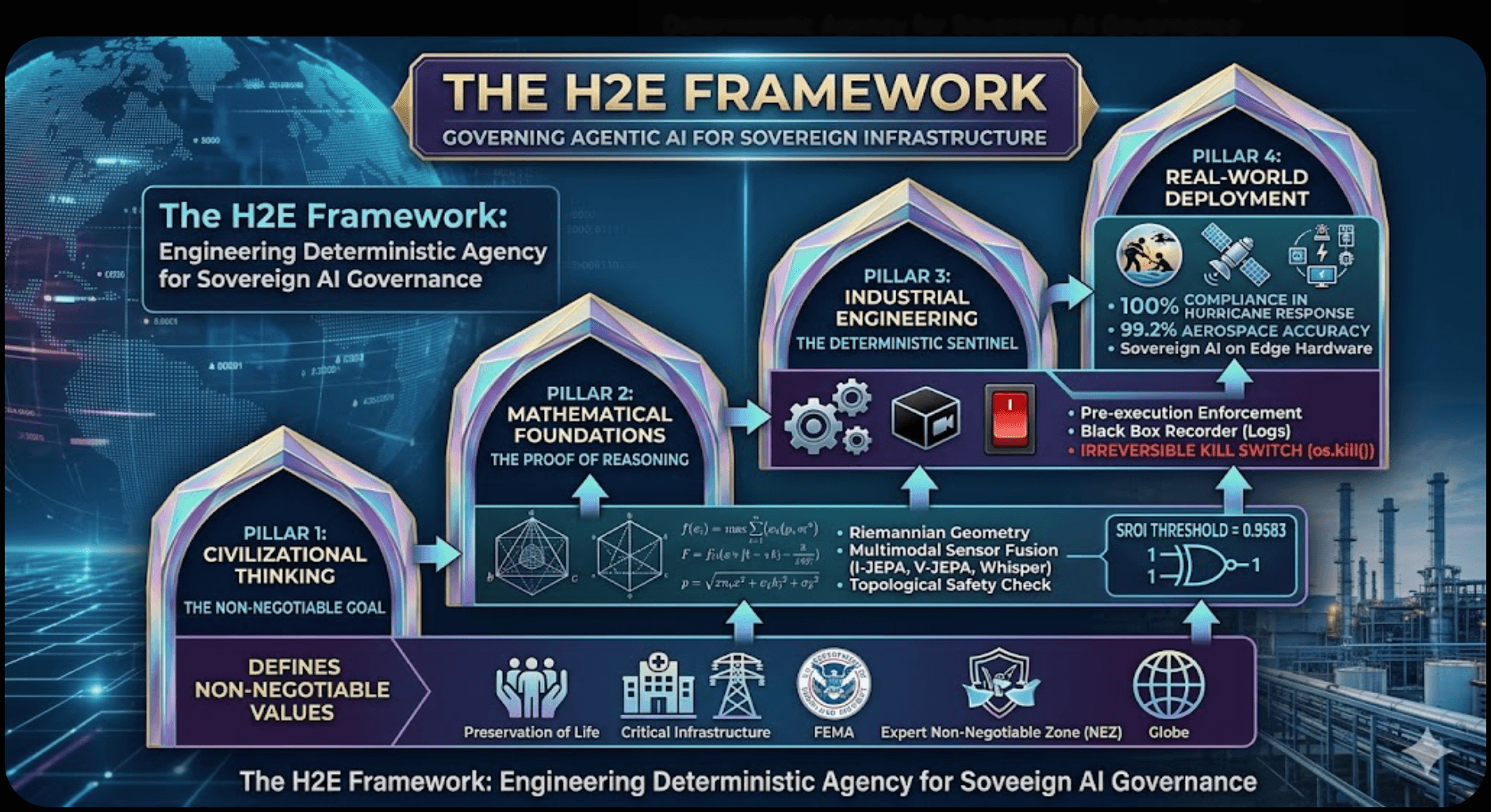H2E: Engineering Provable Agency through the 4-Pillar Ecosystem