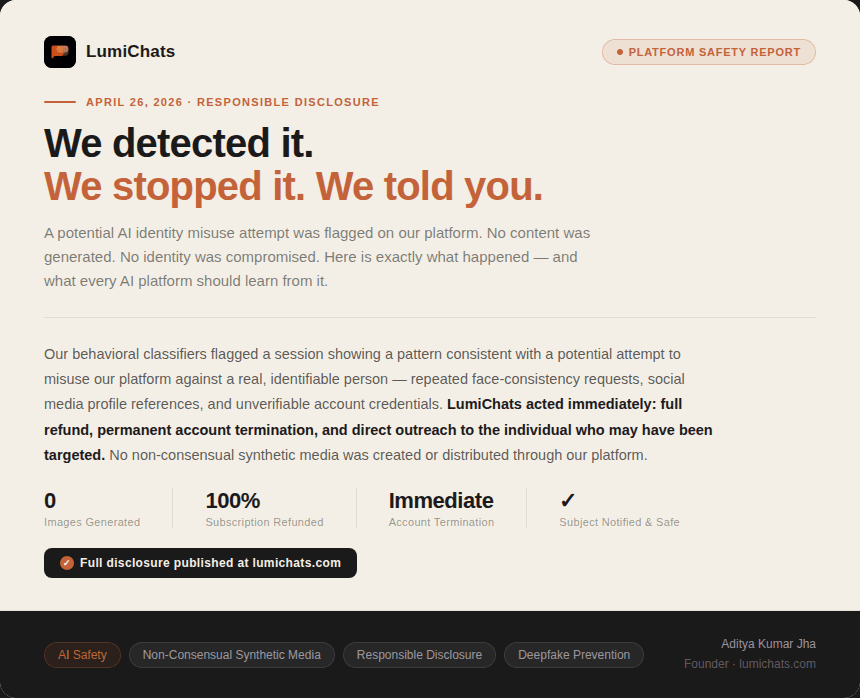 How LumiChats Detected and Stopped a Potential AI Identity Misuse Attempt — A Responsible…