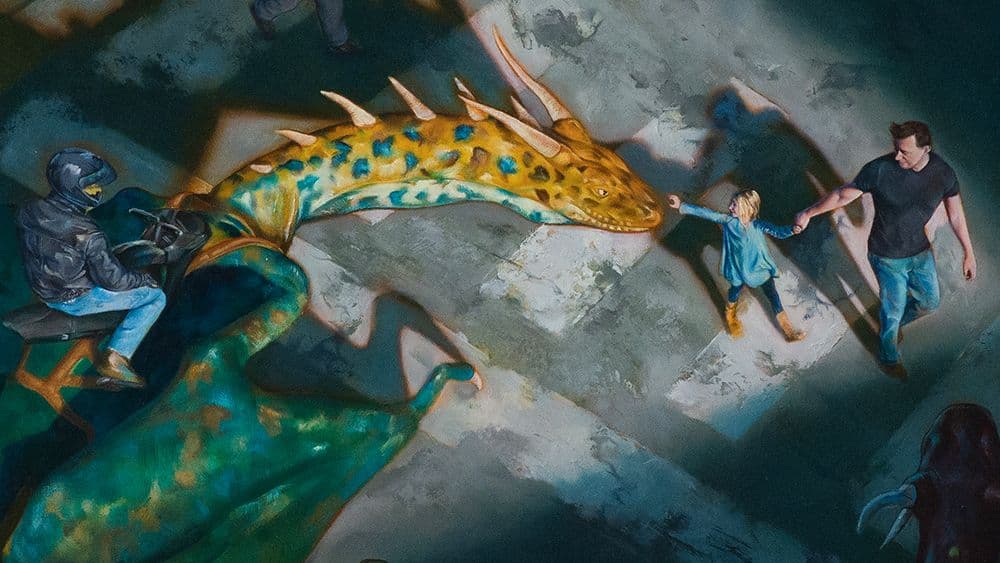 This artist blends oil paints, photos and sculpture to create realistic fantasy scenes