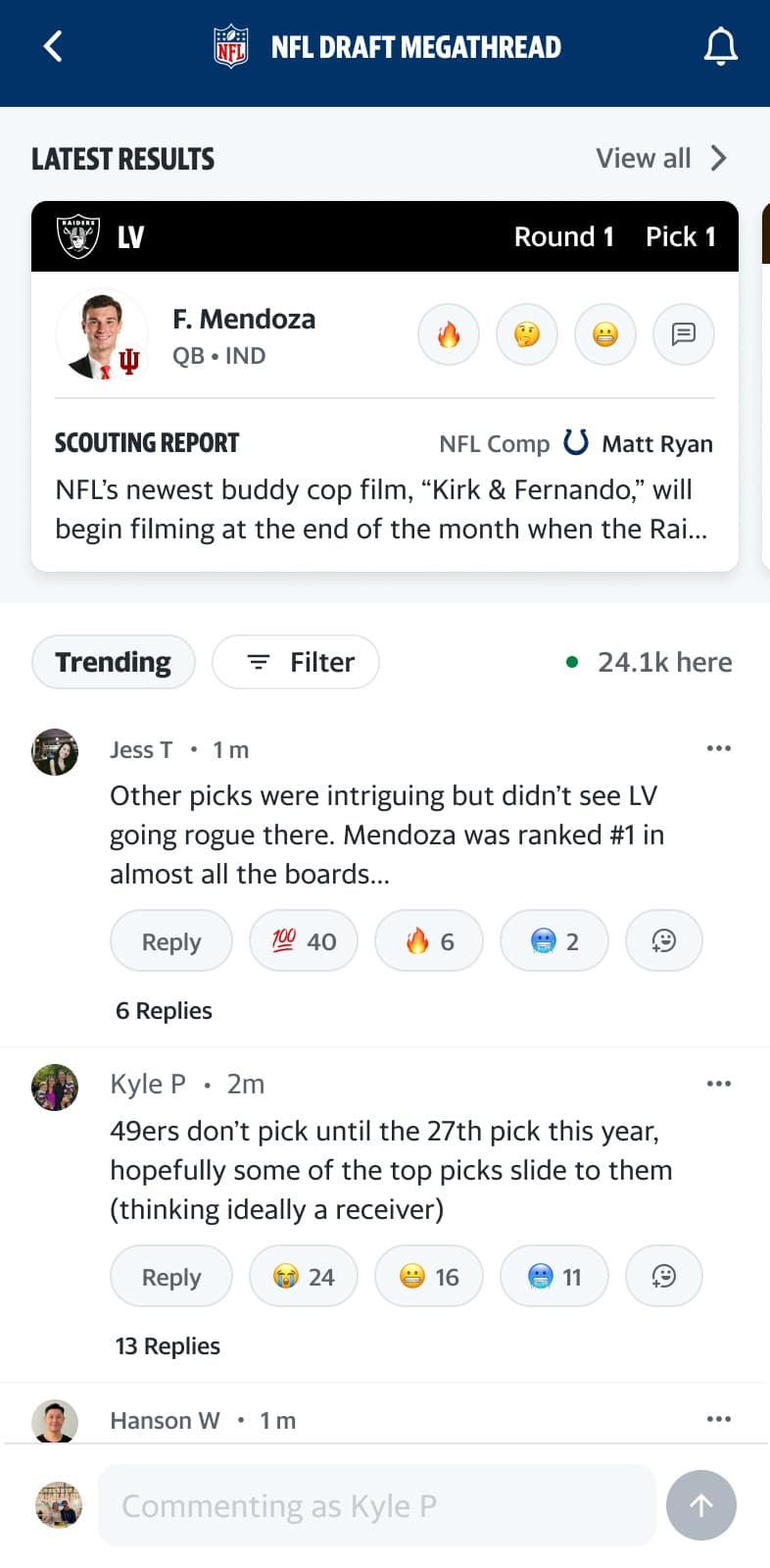 NFL Draft 2026: How to use emoji reactions and Discussions in the Yahoo Sports app