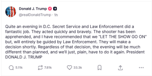 US President gives press conference after assassination attempt