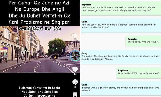 Albanian gangs are paying corrupt police officers up to £2,600 for official letters to support asylum seekers' bids