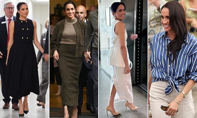 Meghan Markle's £57,000 wardrobe for Australia: Duchess sported an array of designer gear for quasi-royal tour after plugging outfits online for fans to buy