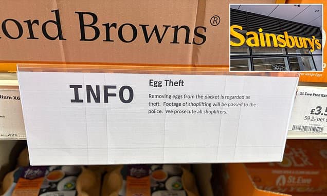 Sainsbury's threatens shoplifters with prosecution if they are caught swapping premium eggs into cheaper boxes