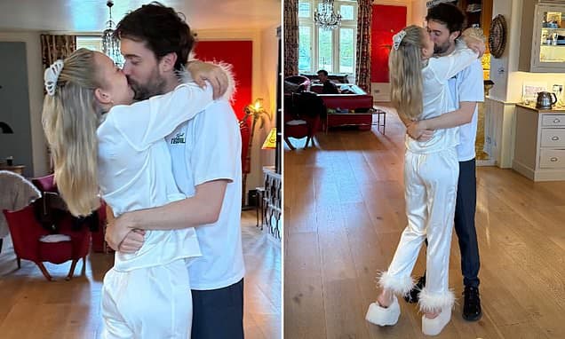 Newly-married Jack Whitehall and Roxy Horner pack on the PDA in sweet loved-up snap ahead of their lavish £250k wedding