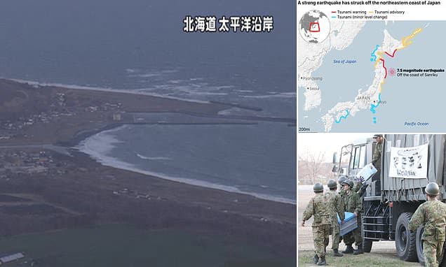 Tsunami alert for Japan after 7.5-magnitude earthquake - with 10ft waves expected and coastal regions told to evacuate