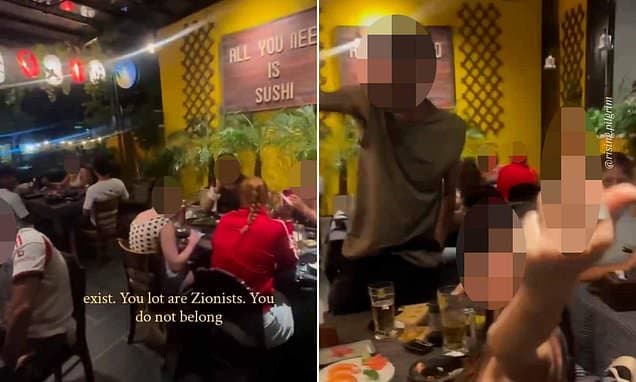 Moment Brit shouts 'free Palestine' at restaurant full of Israelis in Vietnam days after UK mother and daughter harassed tourists in same country