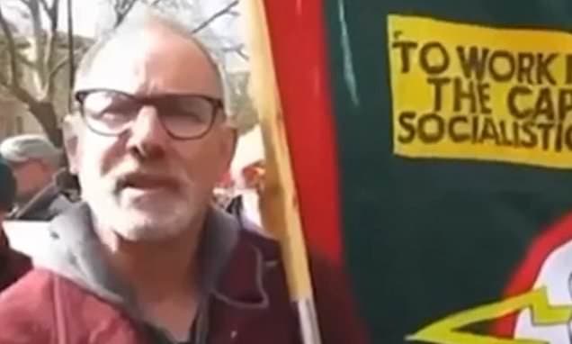 Moment Tube driver says Jews are 'not safe when he is driving Bakerloo line' at protest - as he is suspended under investigation