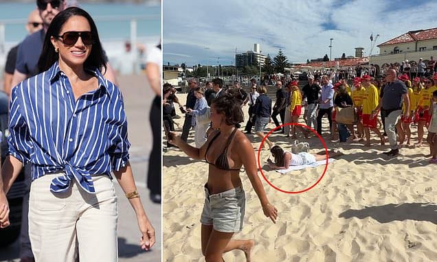 'Unbothered' Aussie steals the show from Harry and Meghan after footage captured priceless moment at the beach: 'Give her a medal'
