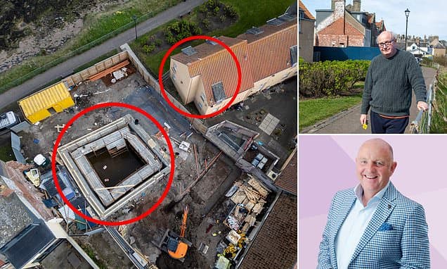 Millionaire's luxury house renovation in St Andrews 'forces' pensioner neighbour to leave his home after building work 'turned area into an earthquake zone'
