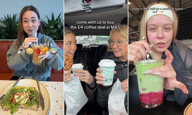 The supermarket cafe revival: Tesco and M&S eateries shake dreary image to become a middle-class haven thanks to plush decor and trendy dishes such as lavender iced matcha and harissa halloumi flatbread