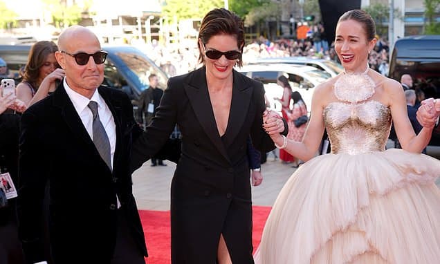 Devil Wears Prada fans shocked to learn that Stanley Tucci, 65, is married to co-star Emily Blunt's sister, 44, as they ask 'who is the stunning woman next to him?' at sequel's premiere