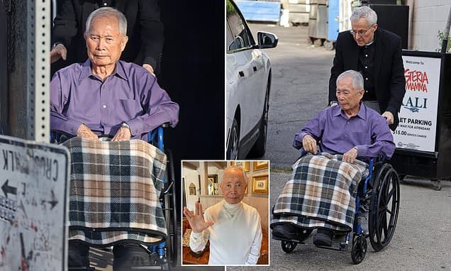 Star Trek legend George Takei looks frail as he celebrates his 89th birthday with husband Brad in LA