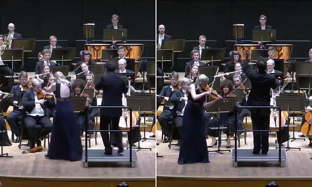 Conductor knocks £1million violin out of musician's hands and sends it crashing to the floor mid-concert