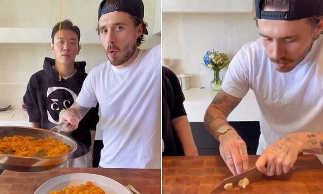 Brooklyn Beckham is mocked in his latest cookery video for 'boiling some pasta' as fans notice he's hanging on to his favourite £220k watch gifted by dad David