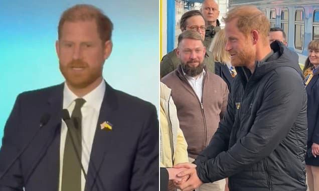 Prince Harry appeals directly to Putin to 'stop this war' with Ukraine and urges Trump to show 'American leadership' in the conflict as duke makes surprise visit to Kyiv