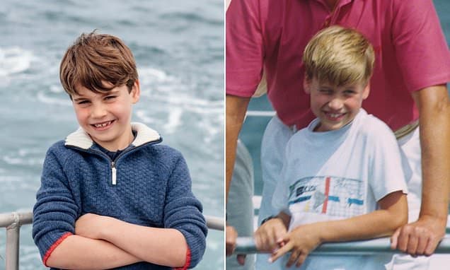 Like father, like son! Prince Louis is the spitting image of Prince William at the same age in new 8th birthday portrait