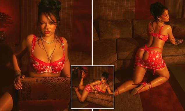 Rihanna breaks the internet with eye-popping images of her in a bra and booty-exposing skirt