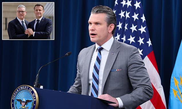 Pete Hegseth launches another broadside at Starmer, Macron and their 'fancy conferences' over Strait of Hormuz