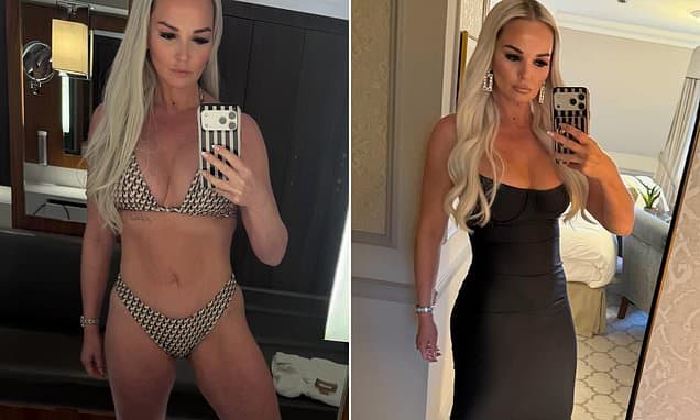 Jennifer Ellison, 42, has barely aged a day as stunning star poses in a bikini and an LBD to celebrate her 18th anniversary with husband Rob Tickle