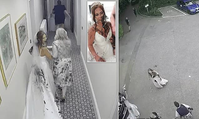 The video we've ALL been waiting for: Moment wedding is thrown into chaos after sister-in-law chucked black paint over bride - as attacker reveals why she REALLY sabotaged the day