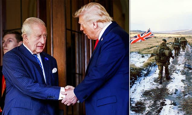 King flies into a US storm over Falklands: Days before Charles' visit, leaked memo says Trump could axe support for UK sovereignty over the islands