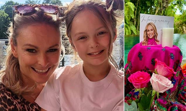 Mel Schilling's husband scatters the late star's ashes as her daughter Maddie, 10, delivers 'beautiful' speech after her mother's death aged 54