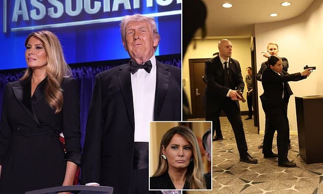 Trump reveals Melania's chilling words as gunshots rang out and agents forced him to CRAWL out of White House Correspondents' Dinner ballroom