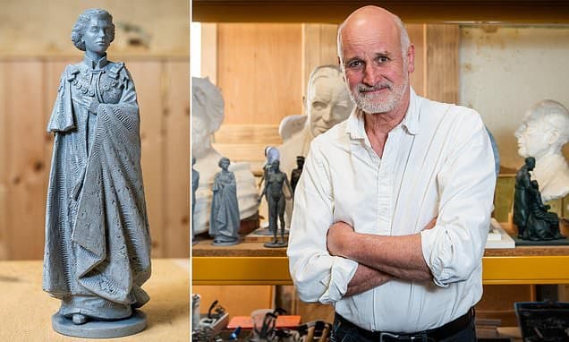 Sculptor behind Elizabeth II memorial statue defends decision to not portray late Queen on horseback - after critics said she was 'unrecognisable'