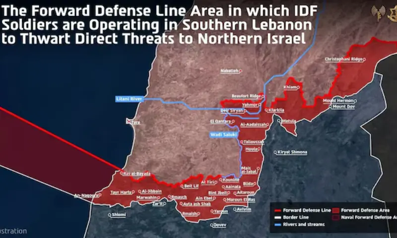 Israeli military publishes map of new deployment line in Lebanon, bringing dozens of villages under its control