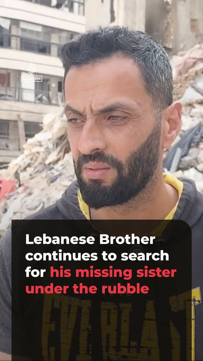 Ali Abboud continues to search the rubble of a Beirut apartment block for his missing sister, Zahraa, after an Israeli strike hit the family’s temporary home on April 8. pic.