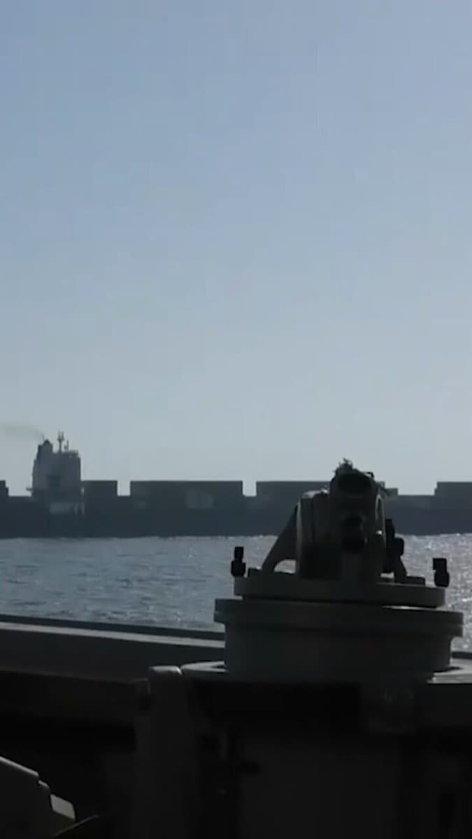 The U.S. military said it fired on an Iranian-flagged cargo ship as the vessel sailed toward Iran's Bandar Abbas port. Iran's military said the ship had been traveling from China. pic.