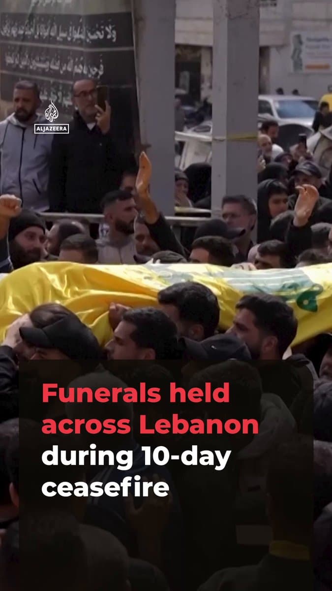 Mourners across Lebanon are burying victims of the war with Israel during a 10-day ceasefire. In Beirut, crowds carried the bodies of Hezbollah fighters, while in Tyre, families gathered at temporary graves for civilians killed in strikes just before the truce. pic.