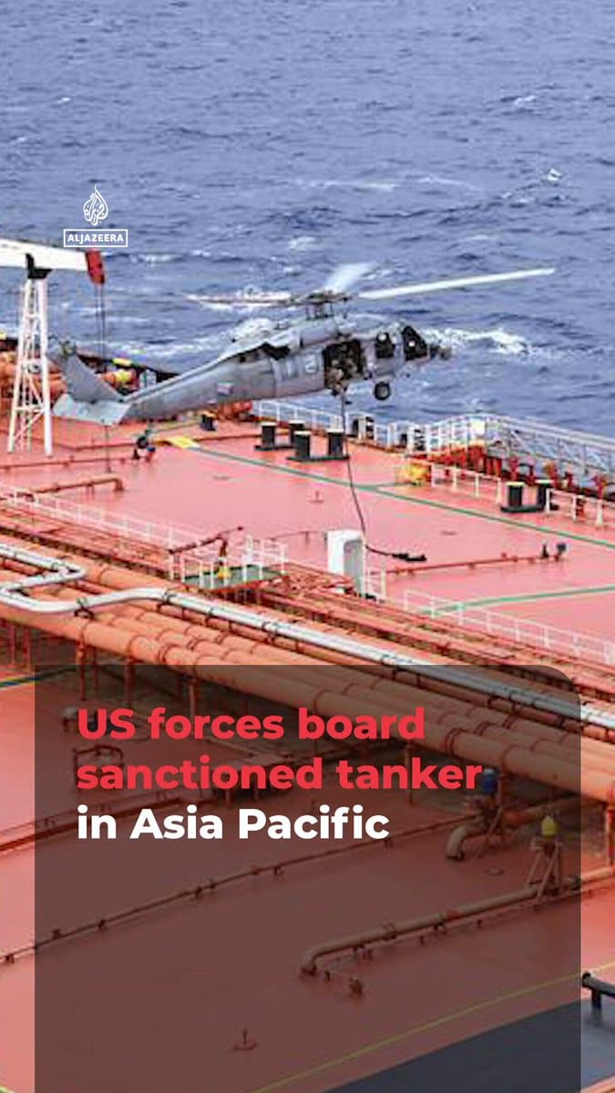 The Department of War has released a video it says shows US forces boarding a sanctioned tanker in the Asia Pacific region as part of their efforts to disrupt vessels providing support to Iran.