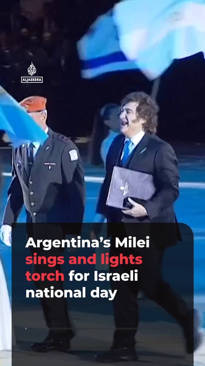 Argentine President Javier Milei sang and lit a ceremonial torch at Israel's 78th Independence Day celebrations. Milei has doubled down on relations with Israel at a time when other leaders are distancing themselves.