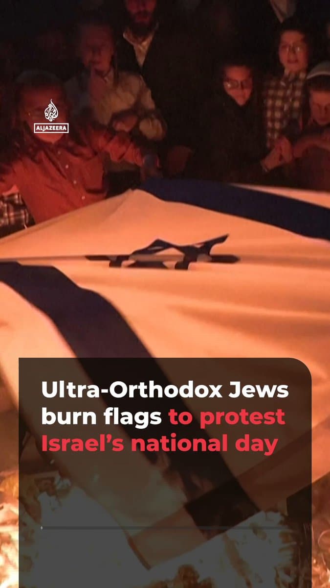 Ultra-Orthodox Jewish protesters have burned Israeli flags and brandished anti-Zionist banners in West Jerusalem's Mea Shearim neighbourhood during the country’s observance of the 78th anniversary of Israel’s establishment. pic.