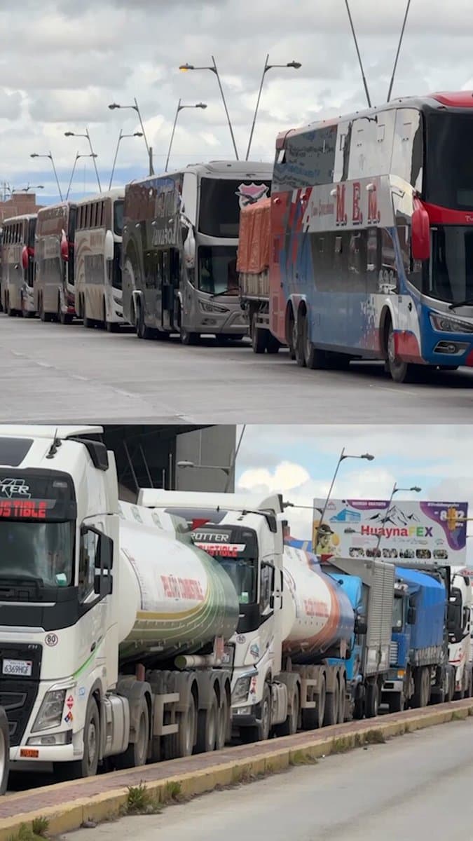 Long lines of trucks stretched outside fuel stations in El Alto, Bolivia, as the country's worsening diesel shortage left drivers waiting for hours to fill up. pic.