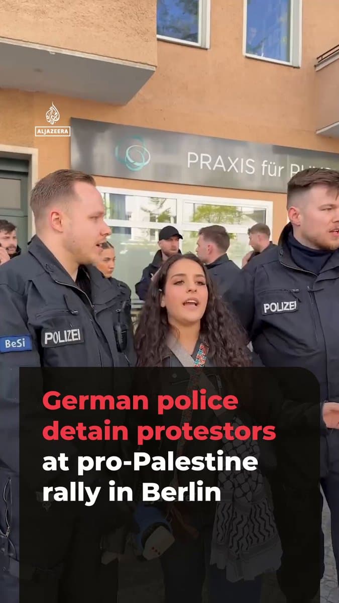 Video footage shared on social media shows two women being arrested at a pro-Palestine demonstration in Berlin. Participants waved Palestinian flags and chanted solidarity slogans amid a heavy police presence. pic.
