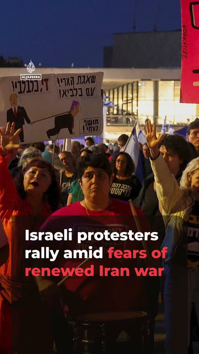 Crowds of protesters took to the streets of Tel Aviv on Sunday, amid fears the US-Israeli war on Iran will resume. Earlier, US officials cancelled Iran peace talks in Islamabad that had sparked hope of a diplomatic solution to the standoff. pic.