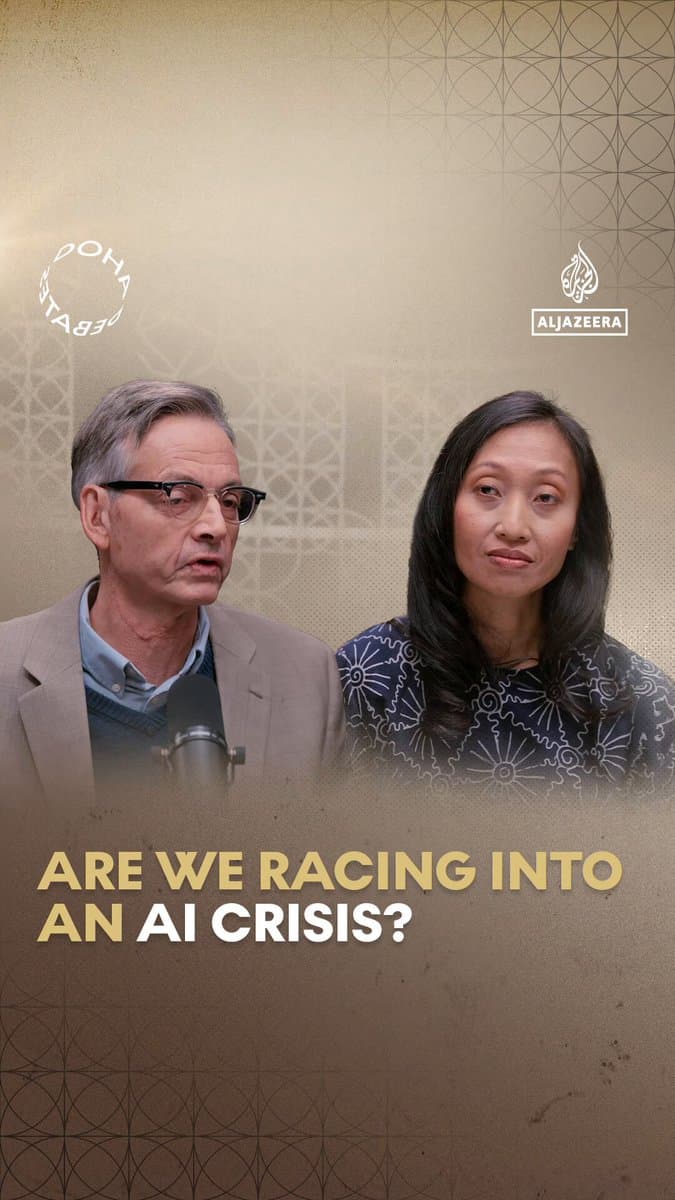 “A path to a planetary suicide.” That’s how Robert Wright describes the US-China race to superintelligence. #DohaDebates pic.